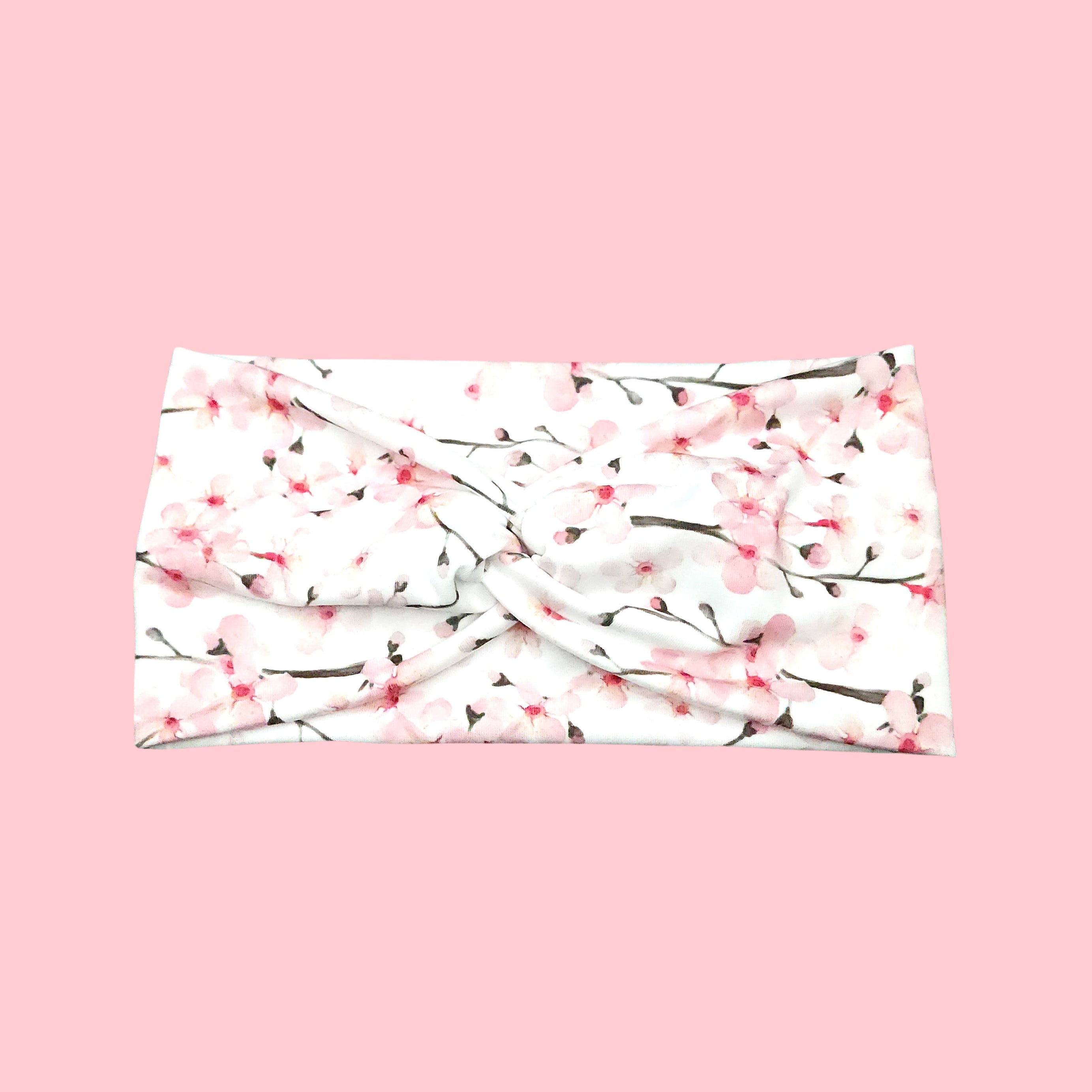 Wide White Cherry Blossom Headband for Women