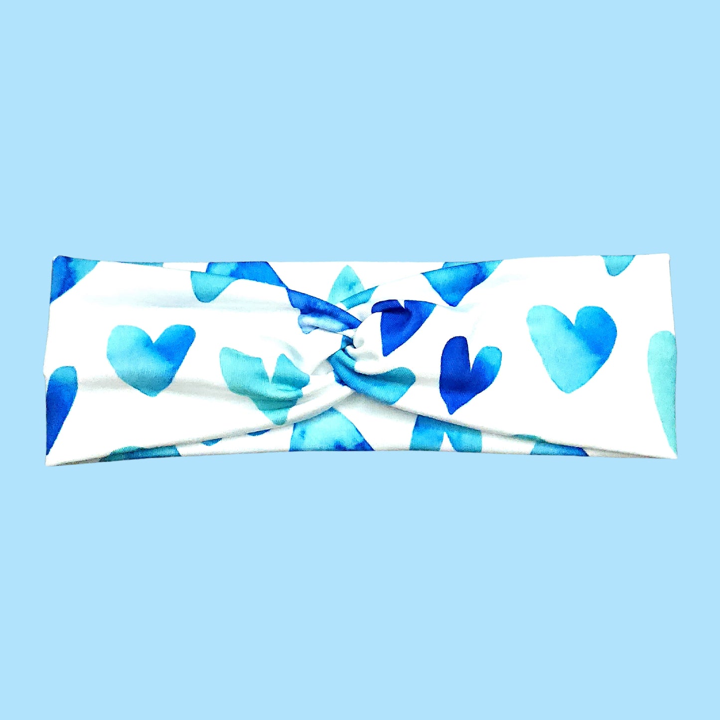 Blue Watercolor Heart Headband