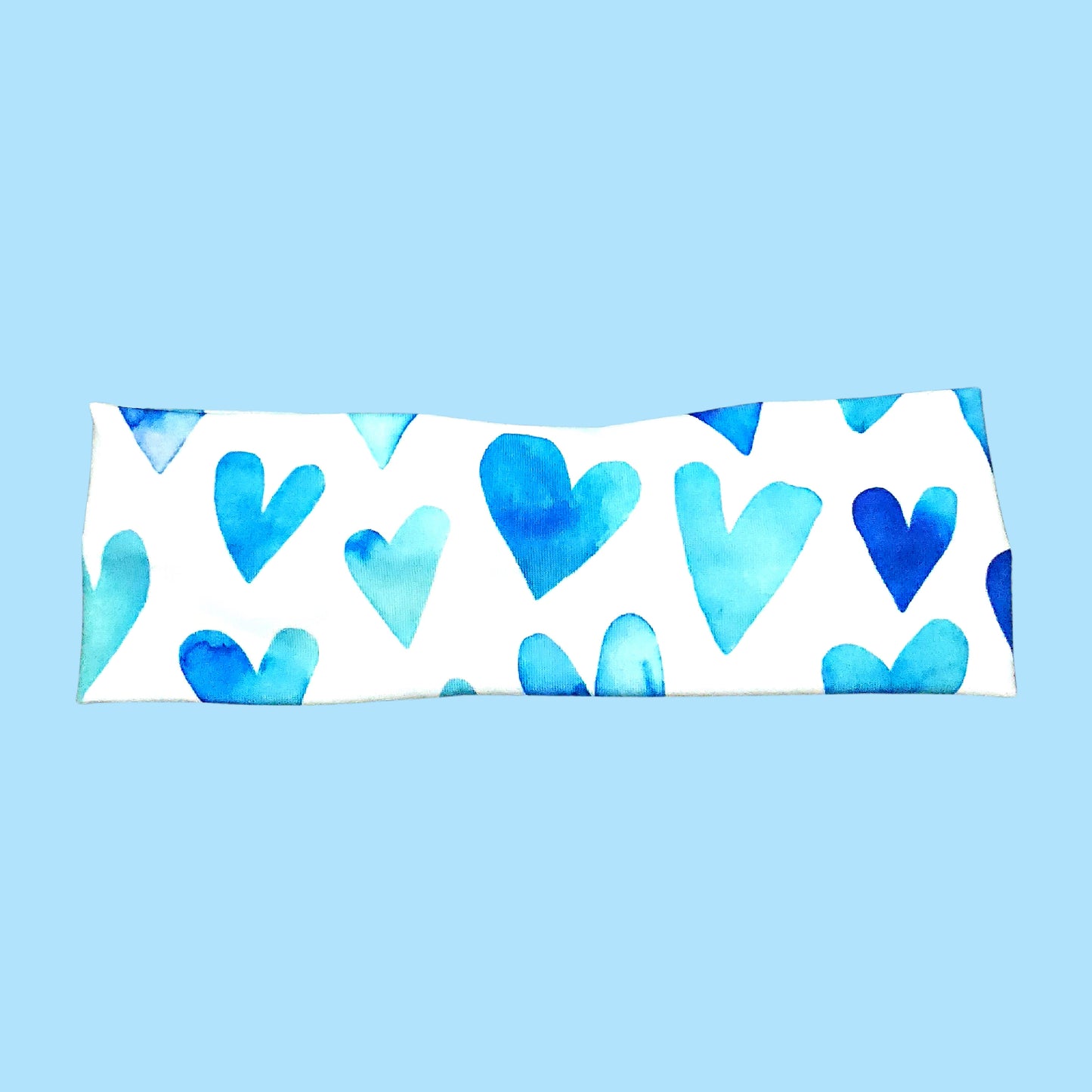 Blue Watercolor Heart Headband