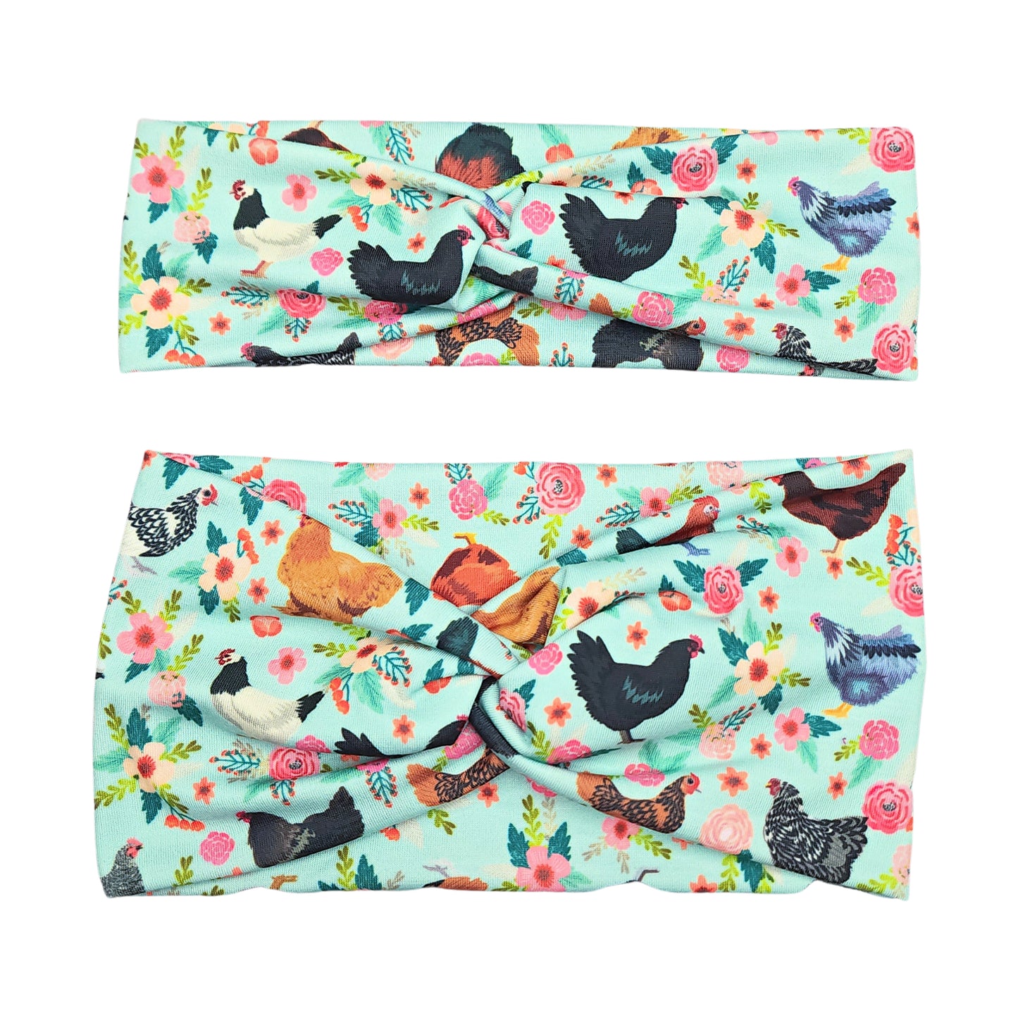 Wide Mint Floral Chicken Headband for Women