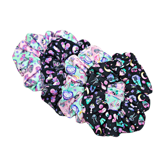 Pastel Halloween Mystical Print Scrunchies