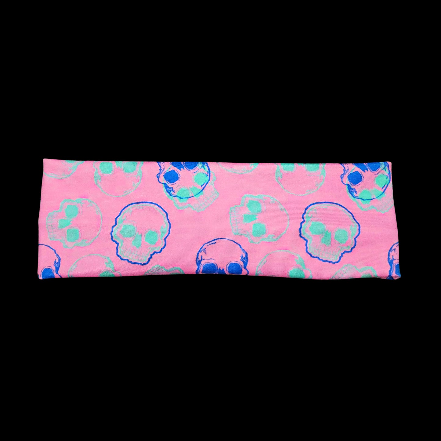 Hot Pink and Mint Skull Fabric Headband for Women
