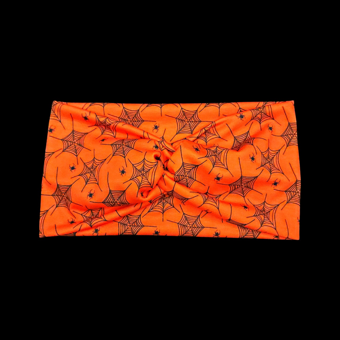 Wide Orange Spiderweb Halloween Headband