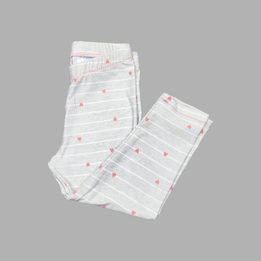 Heart Print Leggings for Girls, NB - 12, Gray Stripes