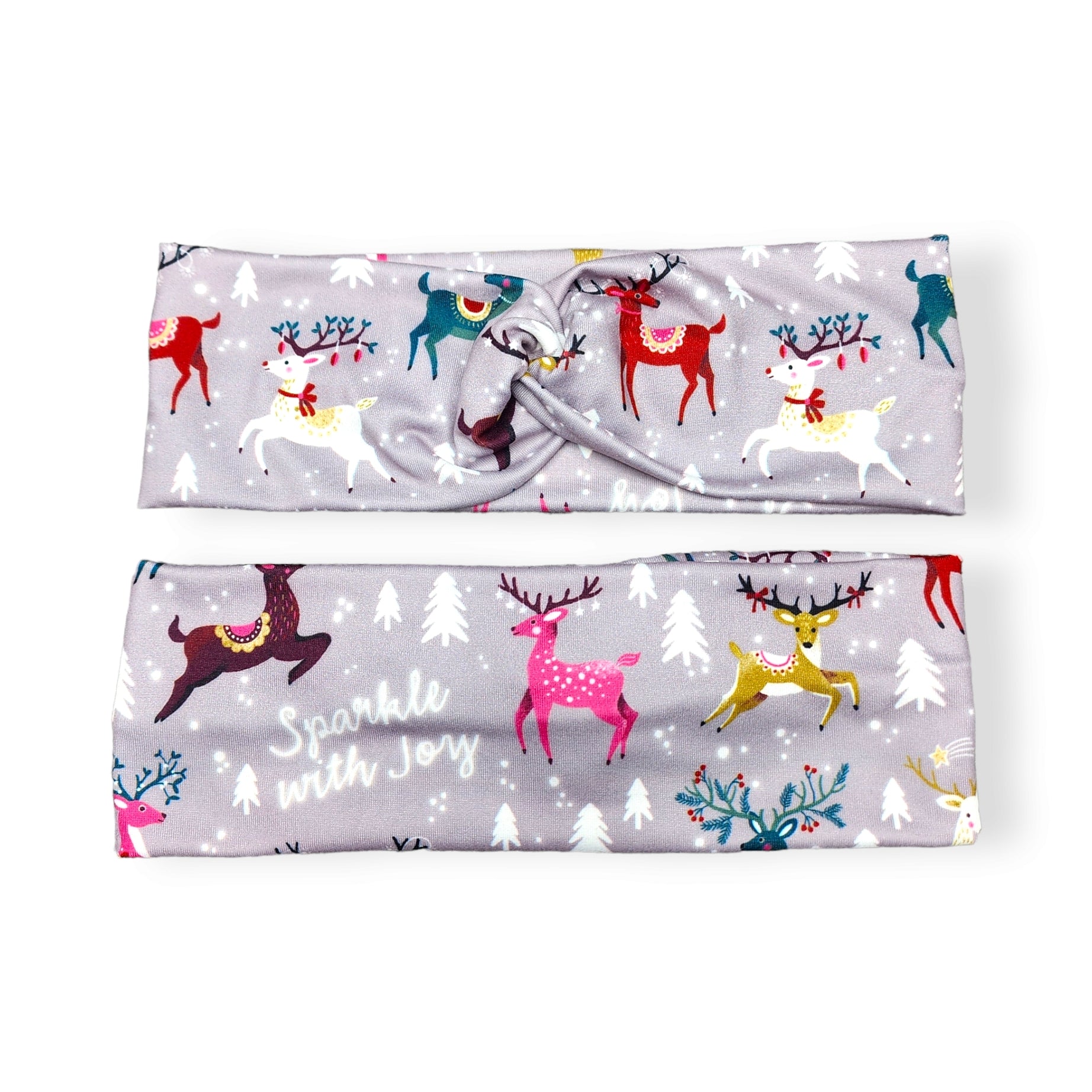 Gray Reindeer Christmas Print Headband for Women