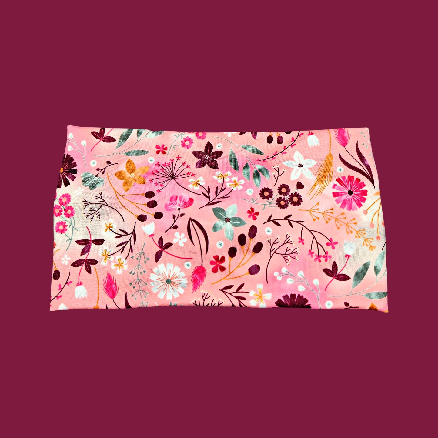 Wide Pink Fall Flower Print Headband for Women, SUPER SOFT COLLECTION