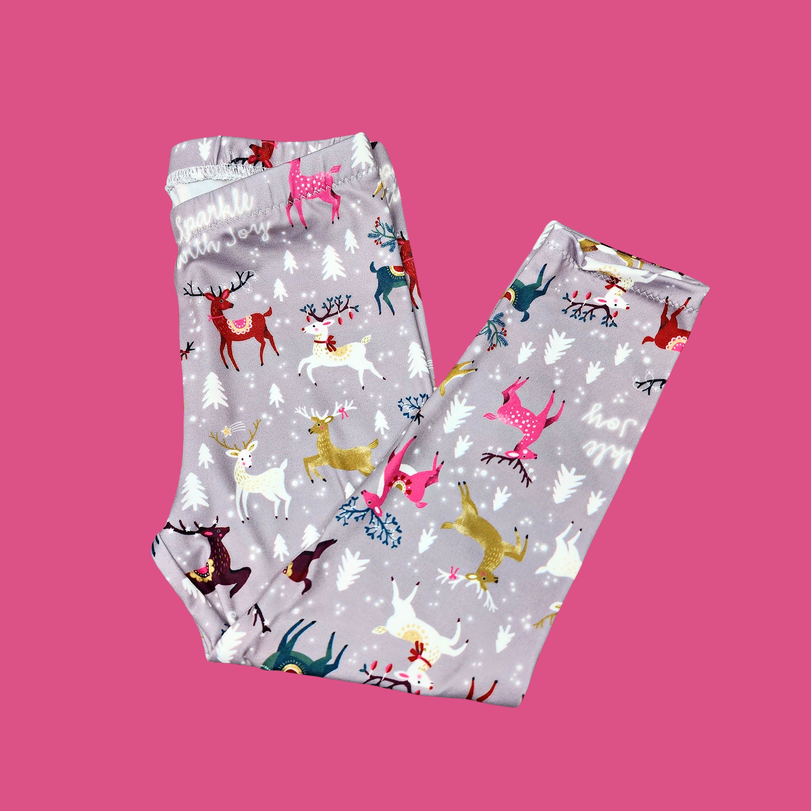 Christmas Reindeer Leggings for Girls, NB - 12, Super Soft
