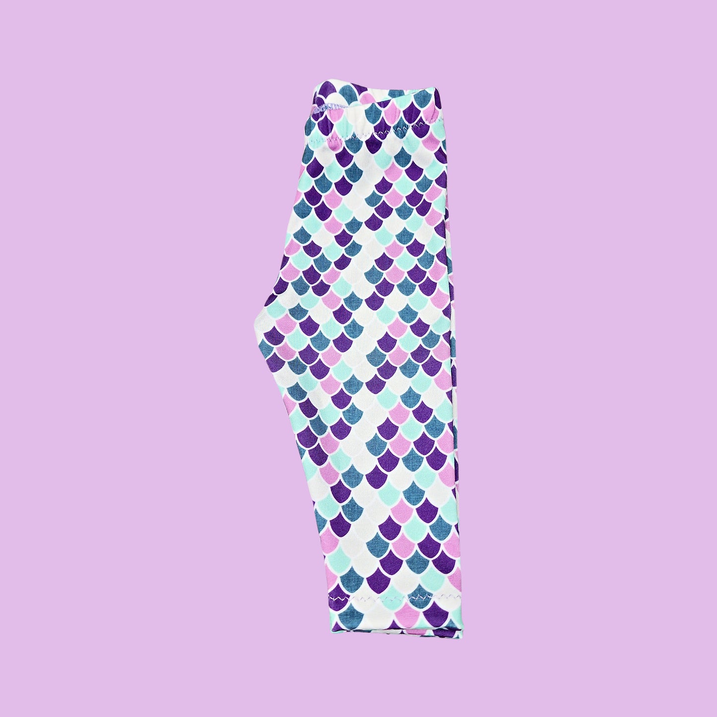 Purple Mermaid Print Leggings for Girls, NB - 12