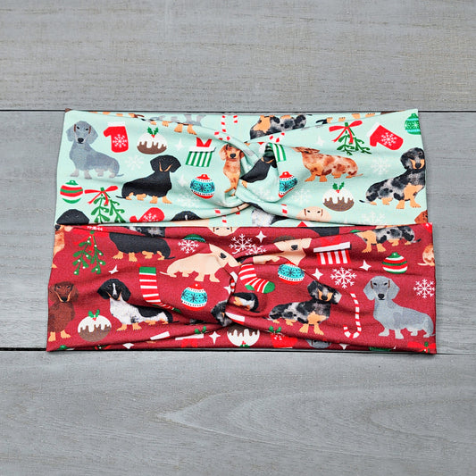 Christmas Dachshund Dog Print Headband