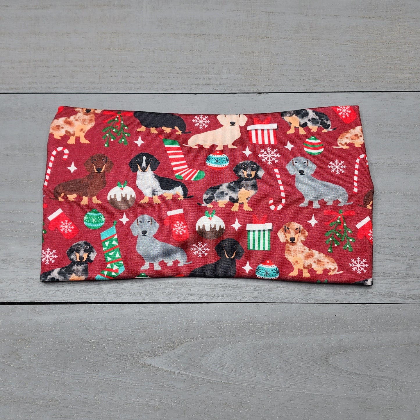 Wide Christmas Dachshund Dog Print Headband for Women