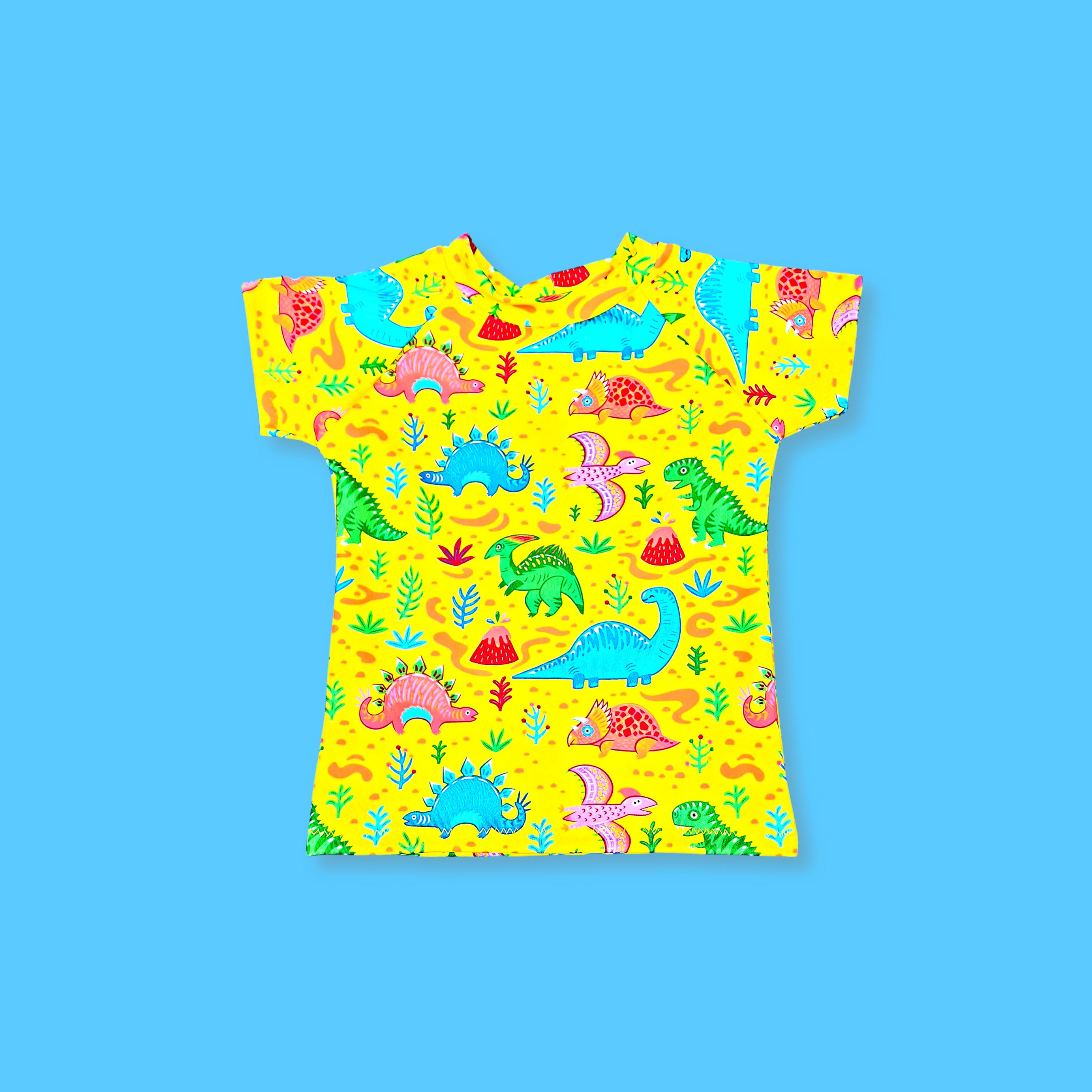 Yellow Dinosaur Swim Shirt for Kids, 3M - 12Y, Long or Short Sleeve