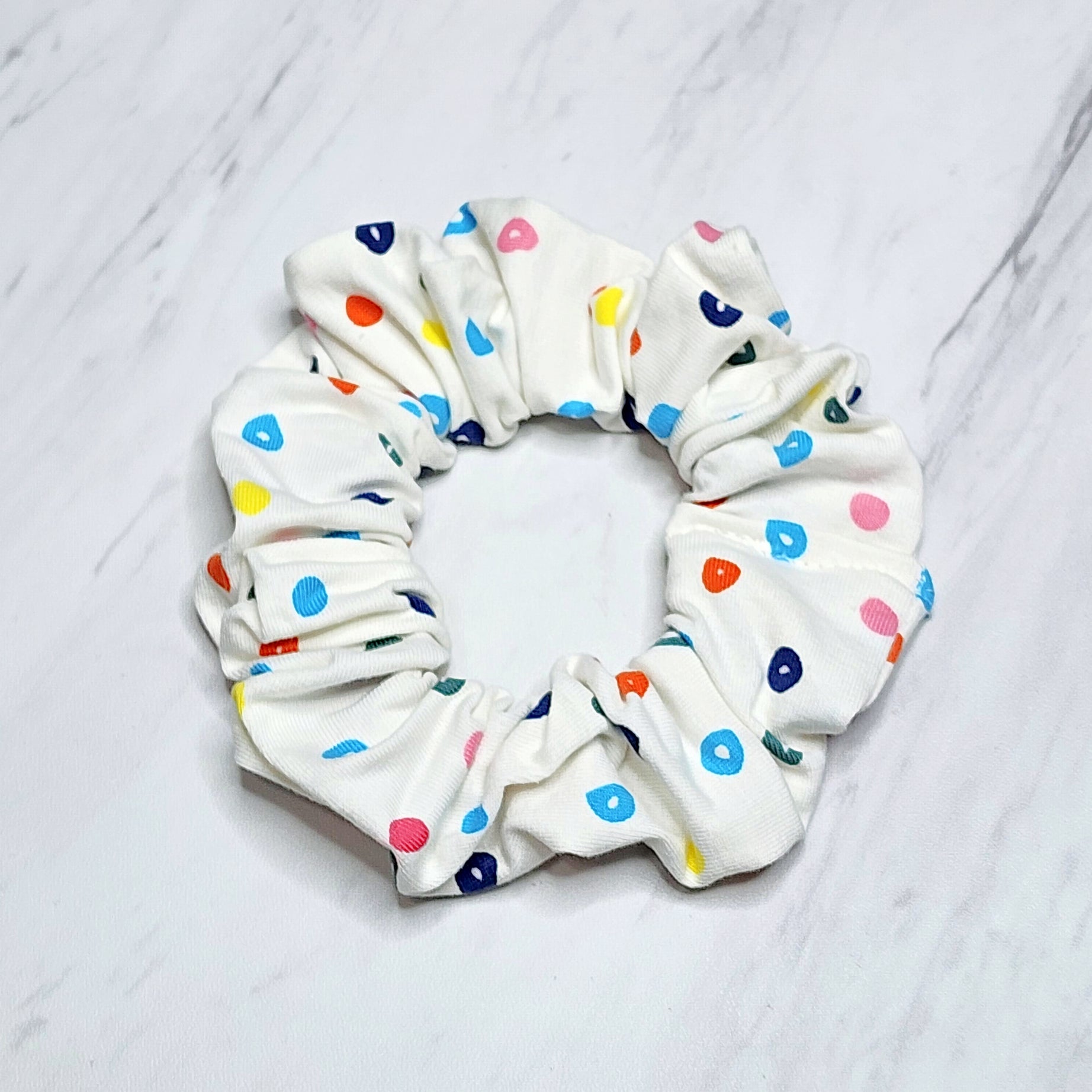 Colorful Polka Dot Confetti Fabric Hair Scrunchie