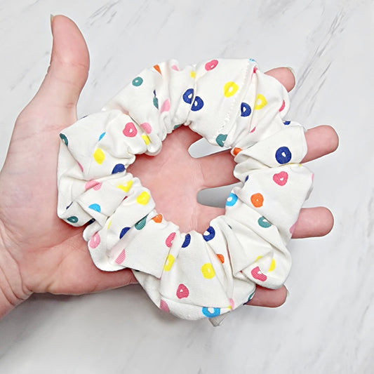 Colorful Polka Dot Confetti Fabric Hair Scrunchie