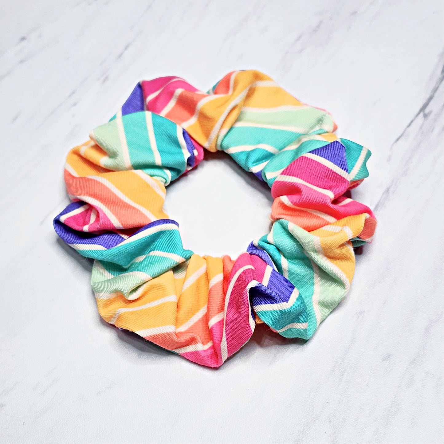 Retro Rainbow Stripe Scrunchie