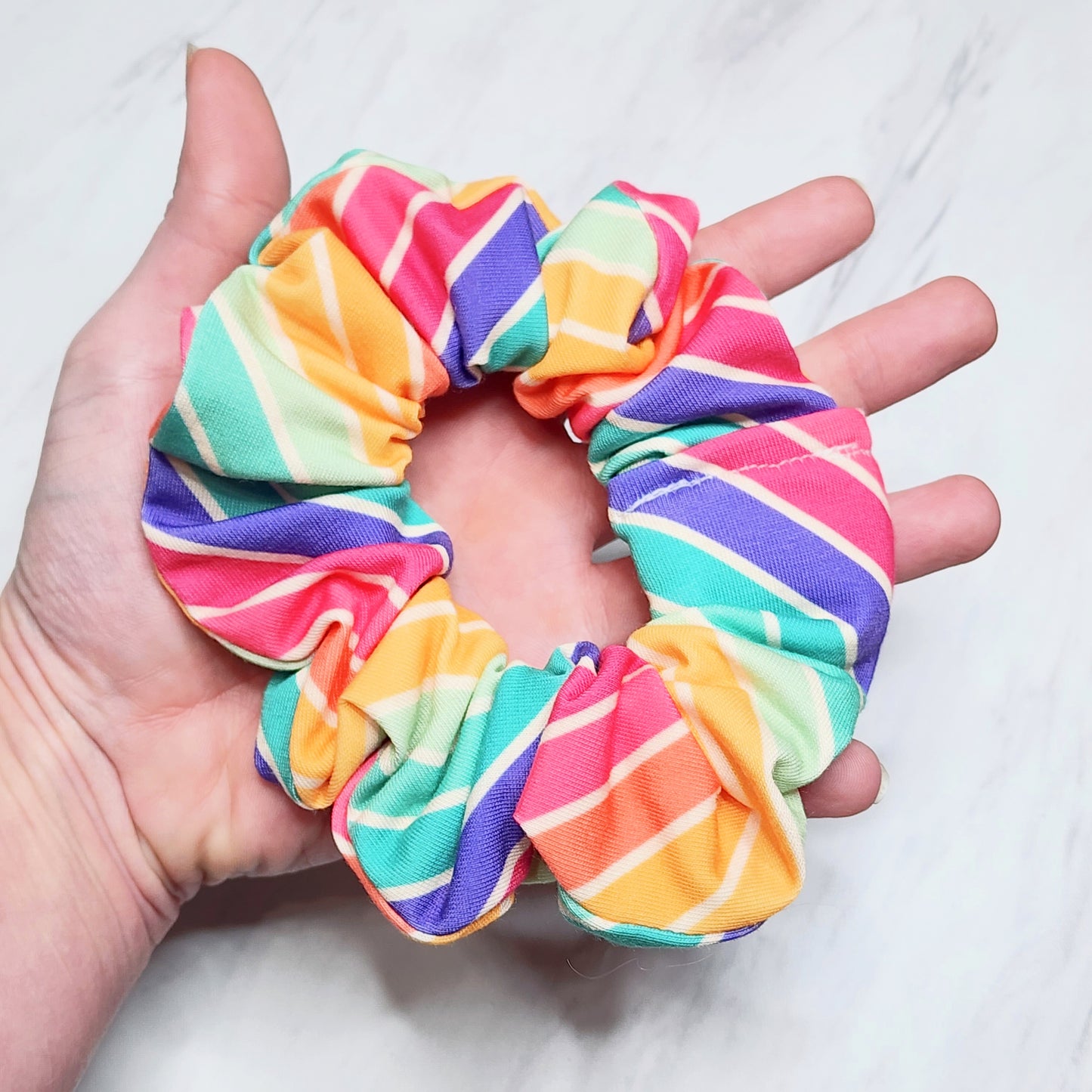 Retro Rainbow Stripe Scrunchie