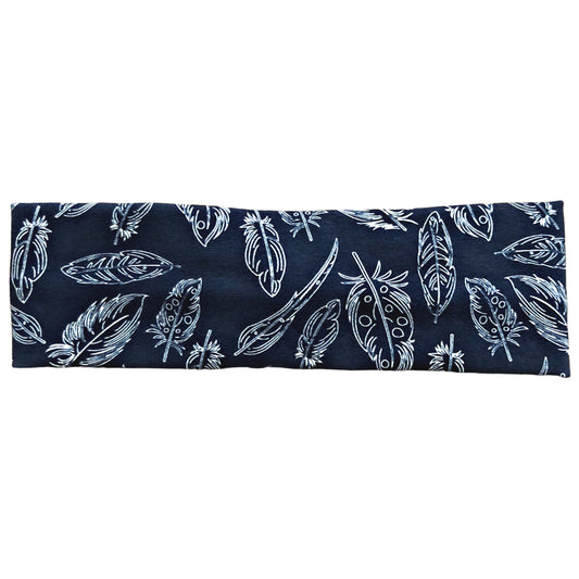 Navy Blue and White Feather Headband