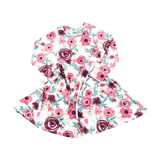 Mauve Rose Floral Twirly Dress for Girls