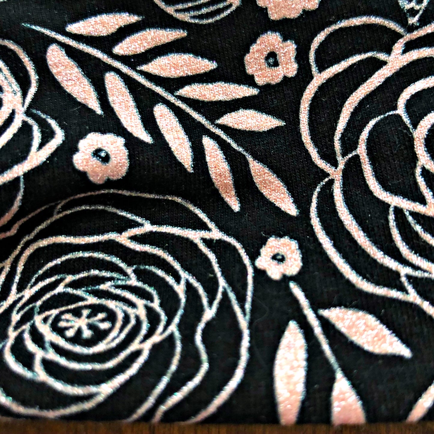 Black and Metallic Pink Flower Cotton Headband for Women