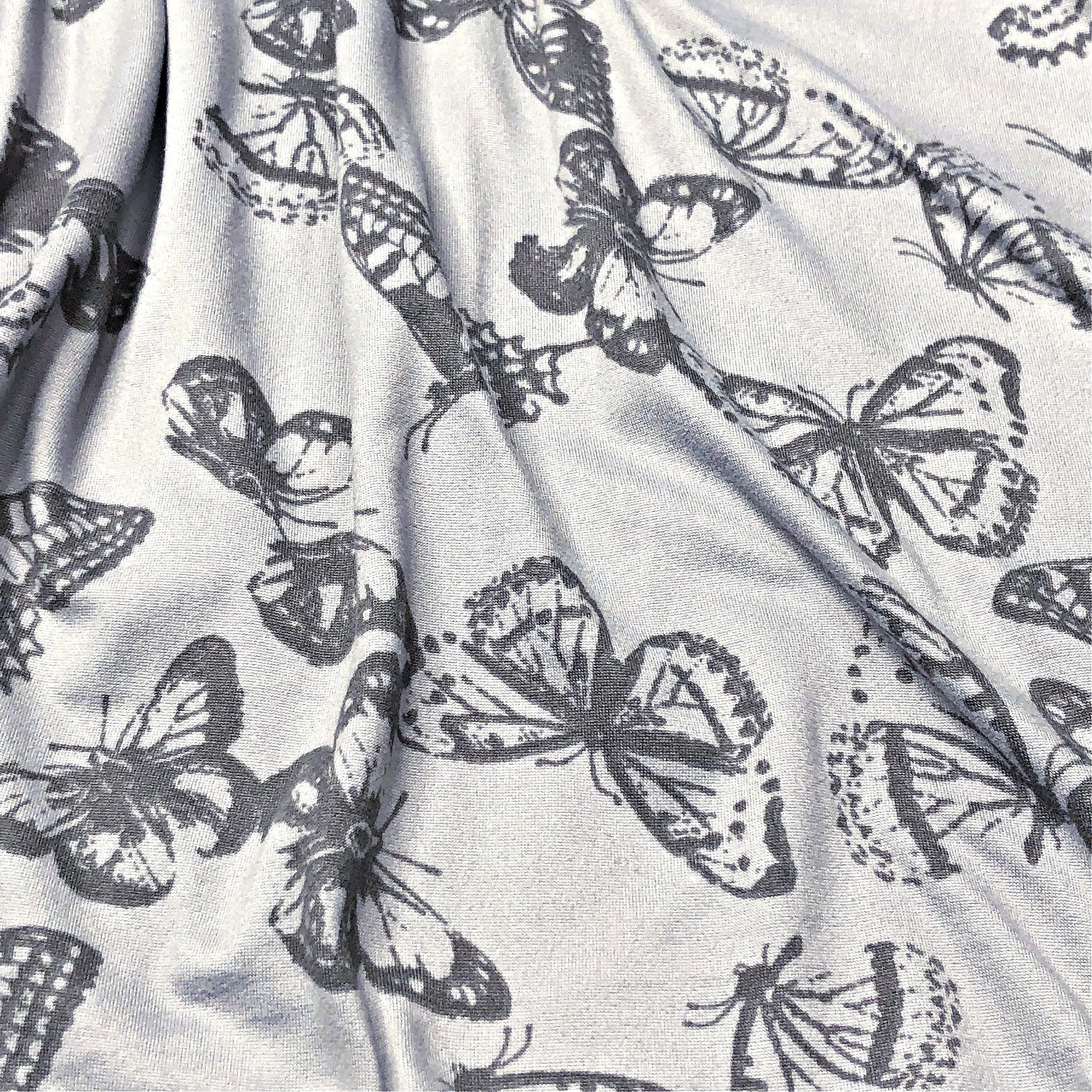 Girls Gray Butterfly Print Long Sleeve Skater Dress