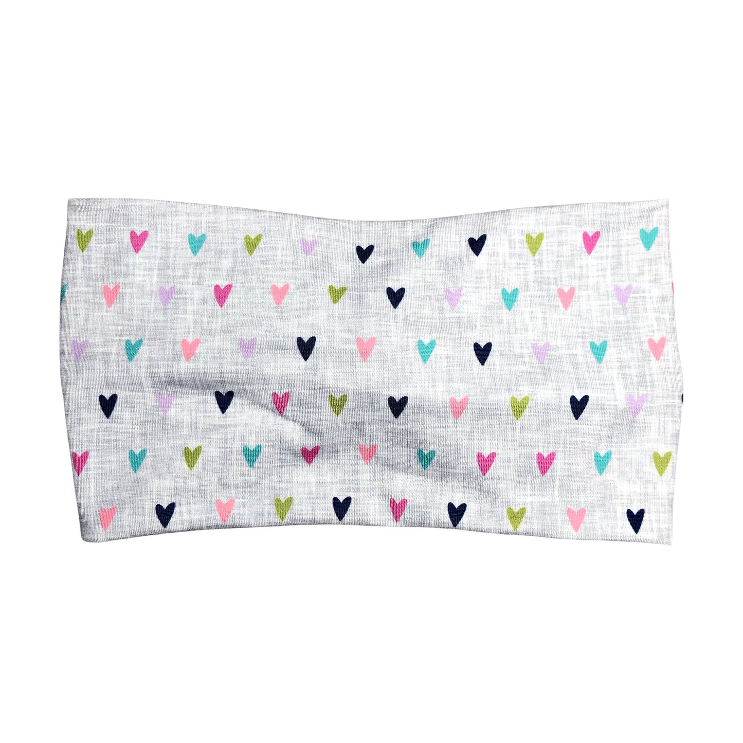 Wide Gray Rainbow Heart Print Headband