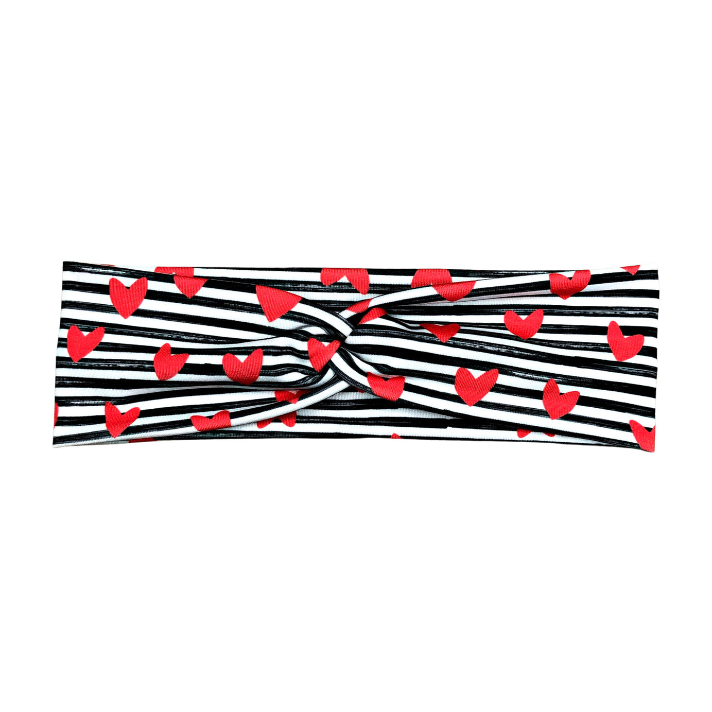 Red Striped Heart Headband