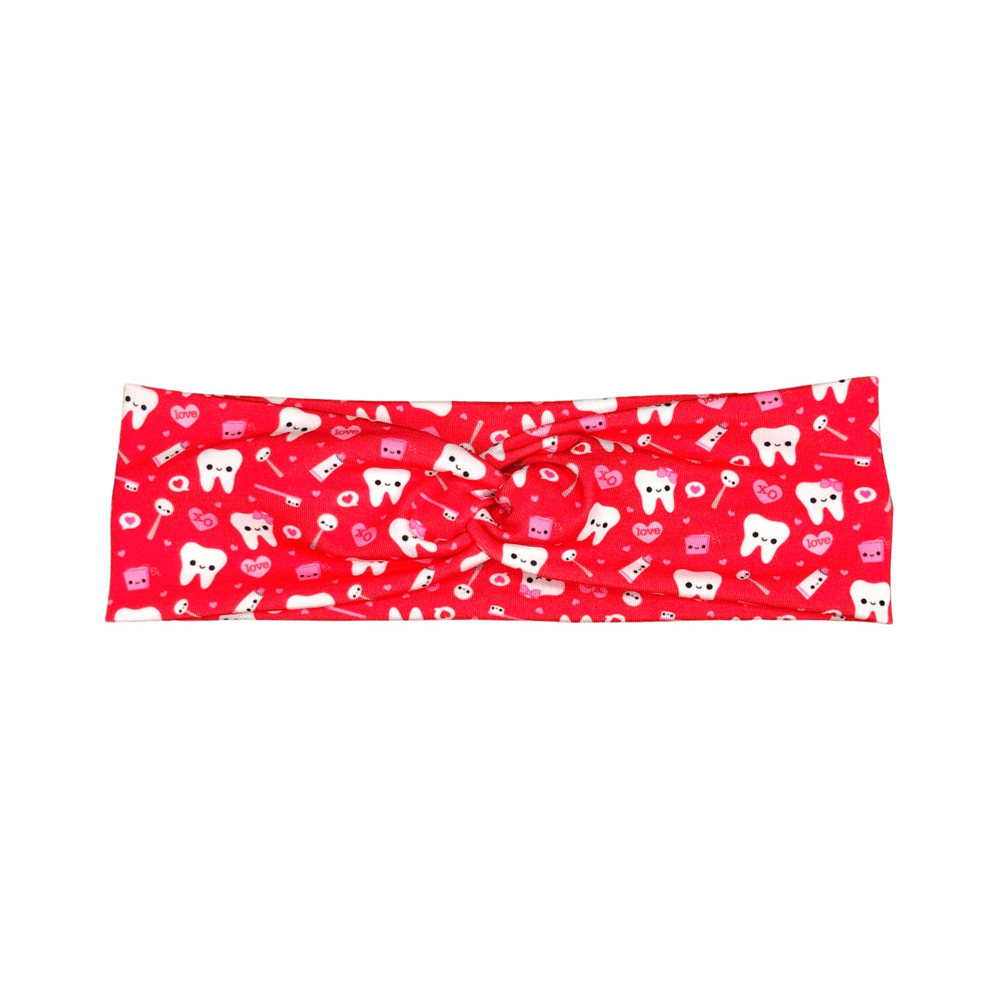 Red Valentine Happy Teeth Dental Assistant Headband for Women