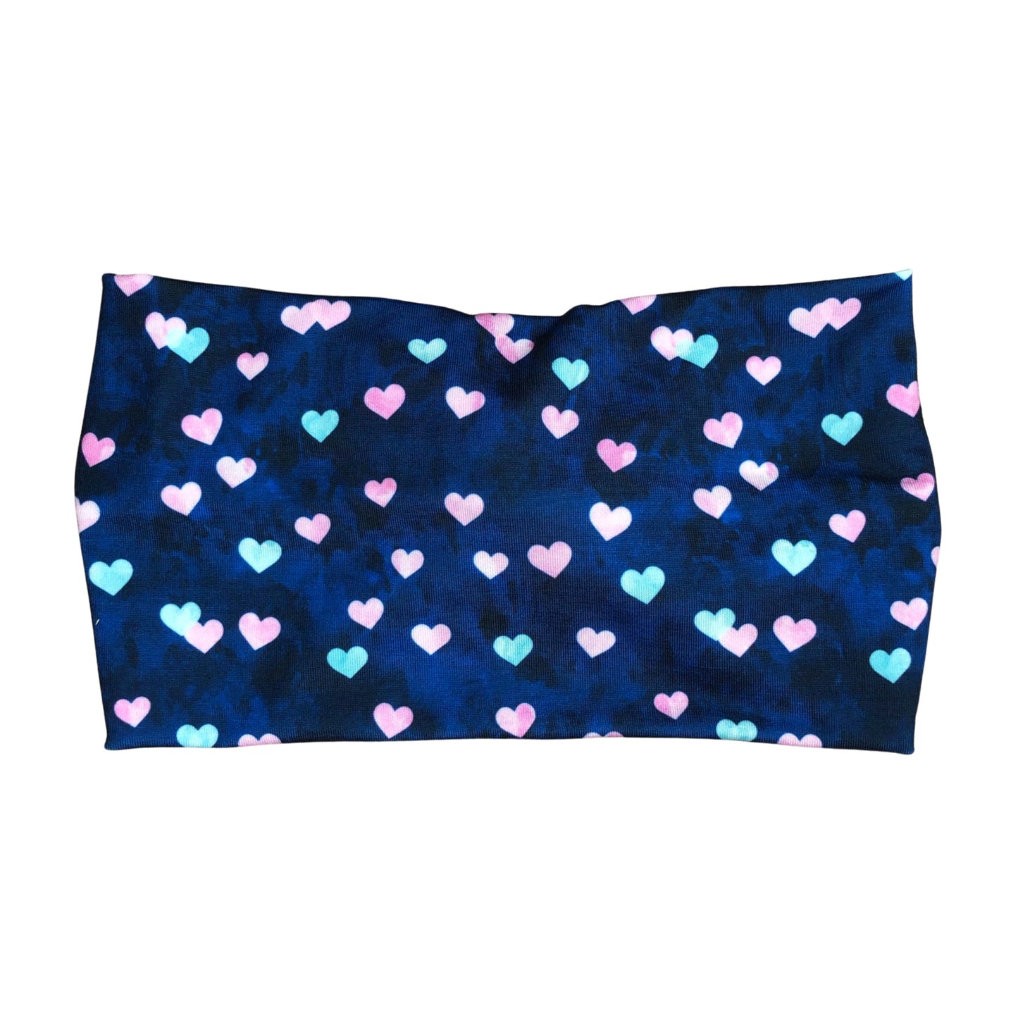 Wide Blue and Pink Heart Print Headband