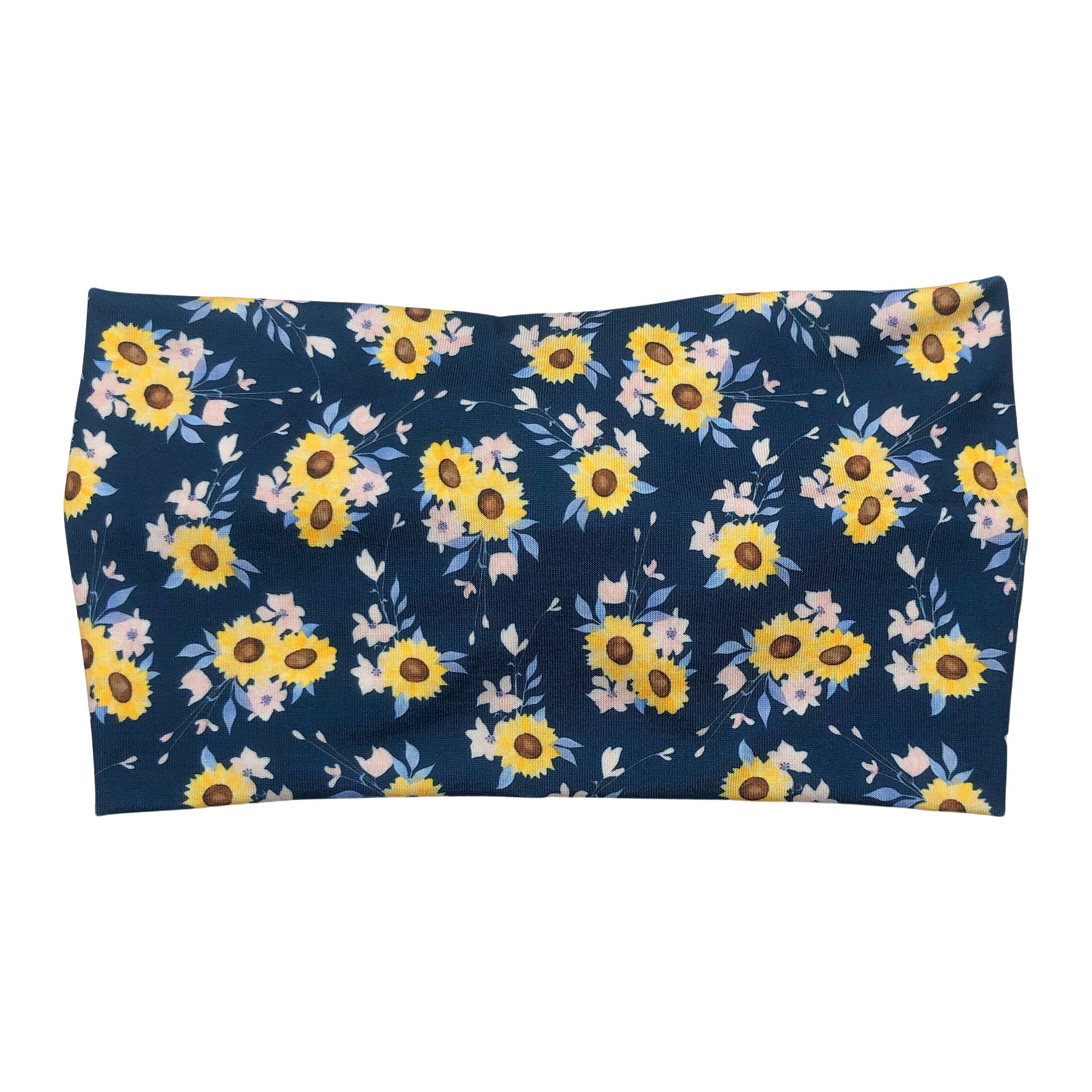 Navy Blue Sunflower Wide Headband for Women