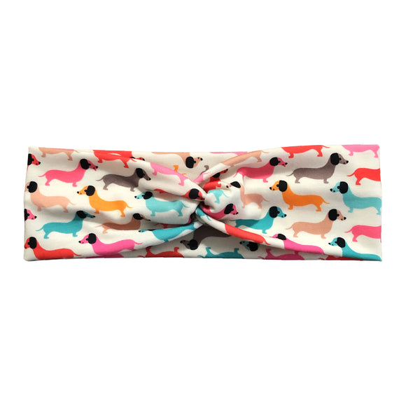 Retro Rainbow Dachshund Dog Print Headband for Women