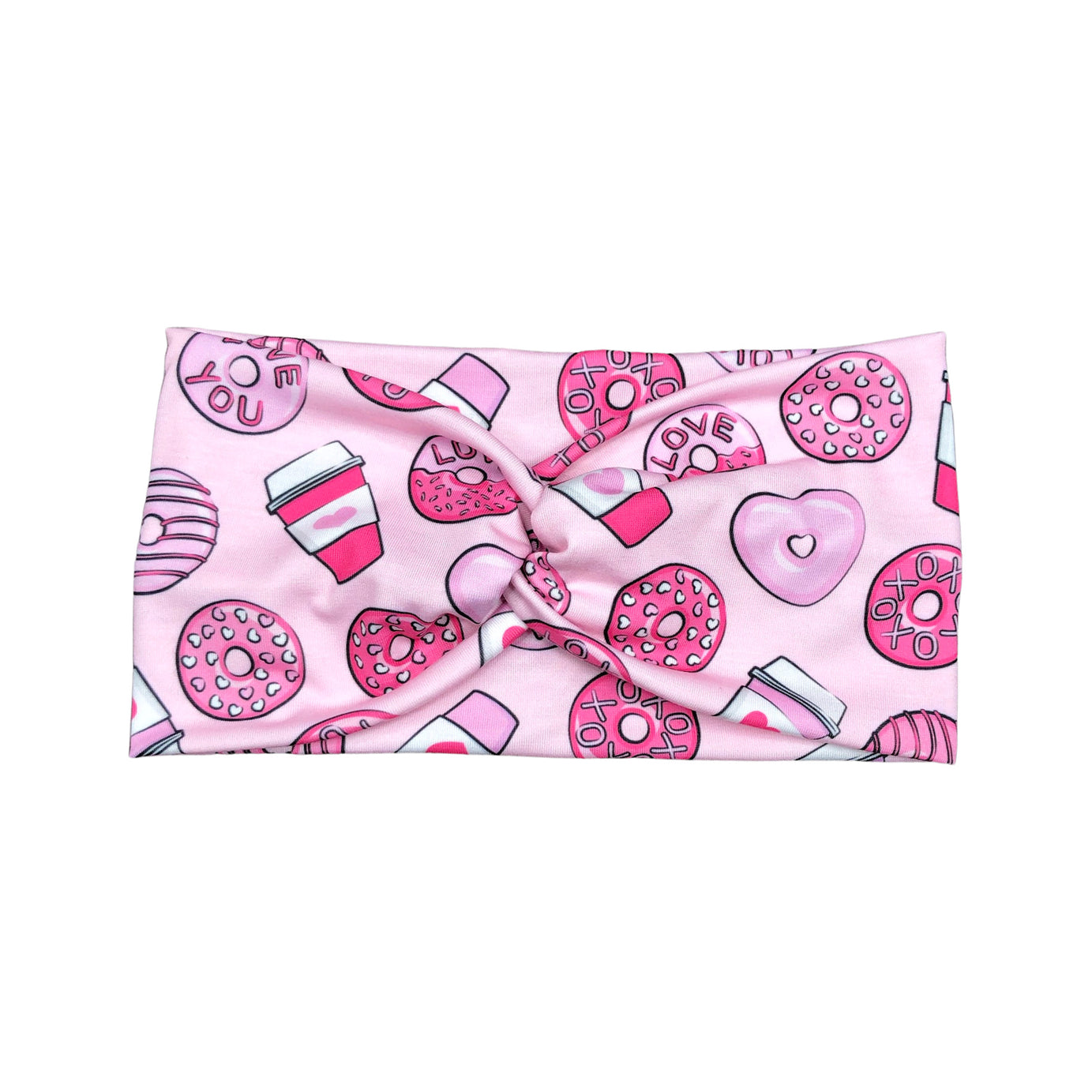 Wide Valentine's Coffee and Donuts Headband for Women