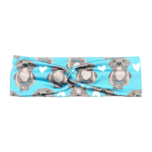 Blue Adorable Pitbull Dog Headband for Women