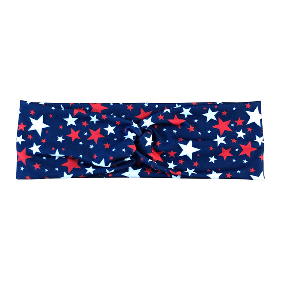 Patriotic Stars Headband for Women, Red, White, and Blue Independence Day