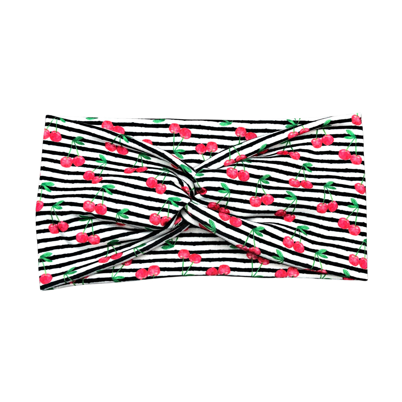 Wide Cherry Striped Headband for Women