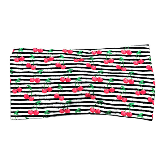 Wide Cherry Striped Headband for Women