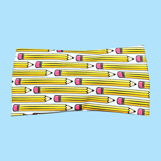 Wide White Pencil Headband for Women