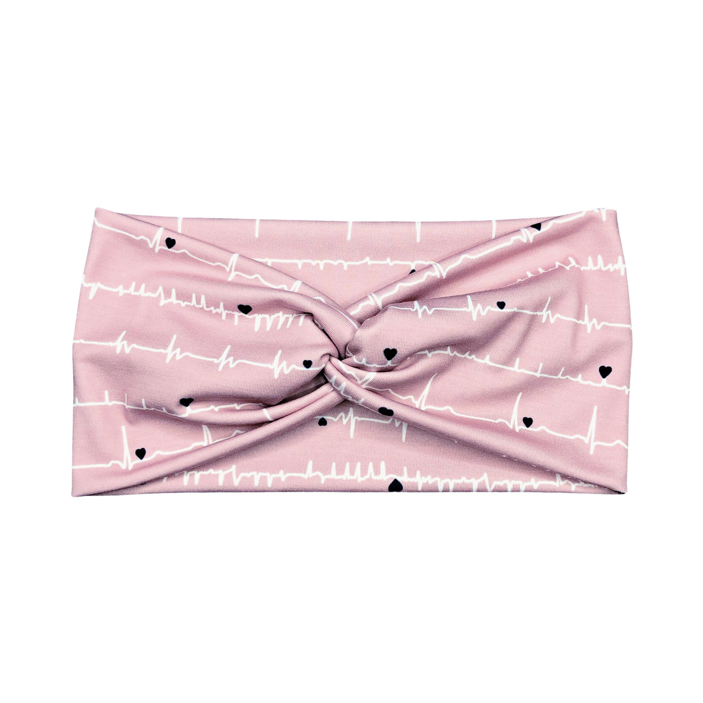 Wide Dusty Pink EKG Nurse Print Headband for Women