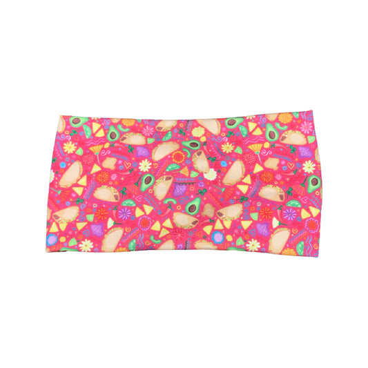 Wide Hot Pink Taco Print Headband for Women