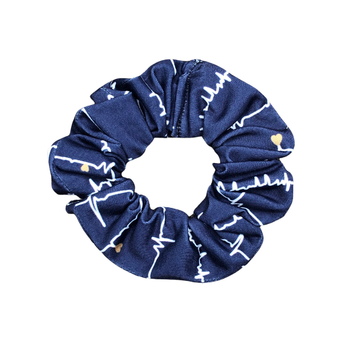 Navy blue heartbeat scrunchie