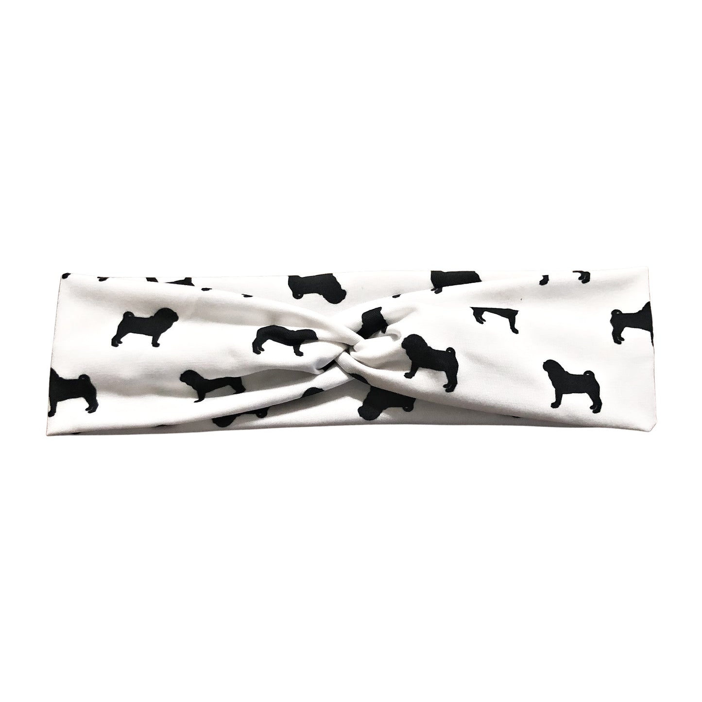 White and black pug headband