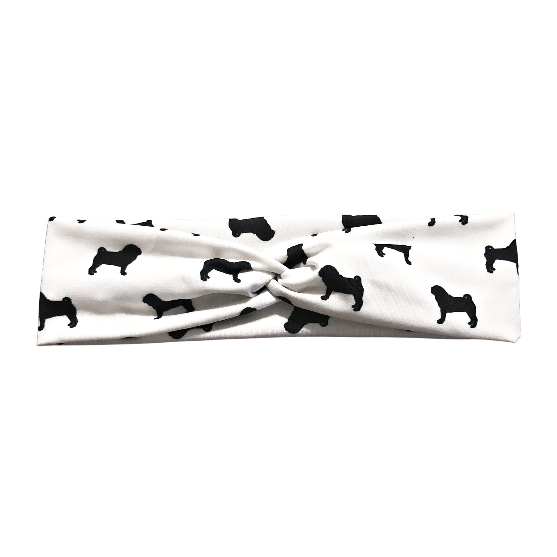 White and black pug headband