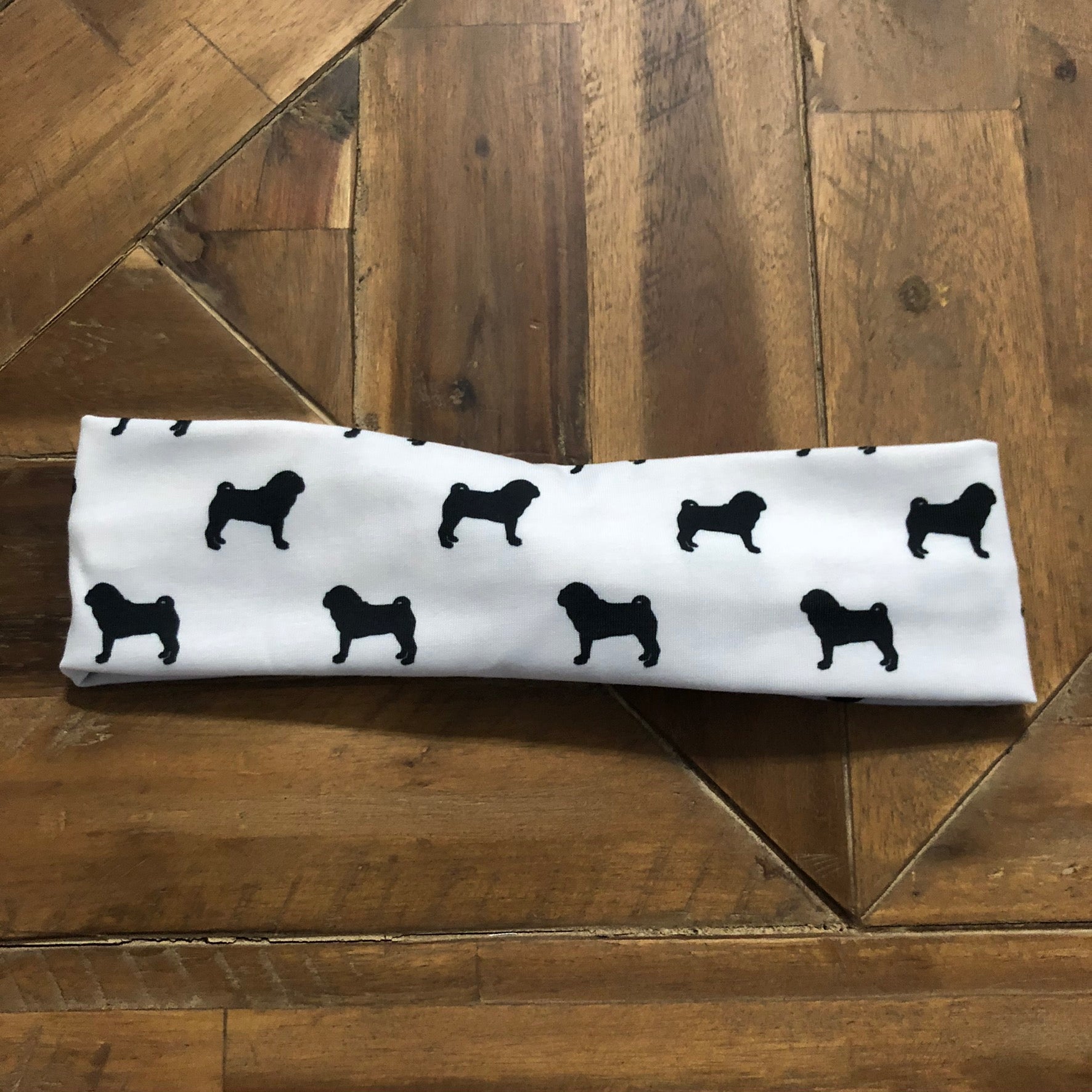 White and black pug headband