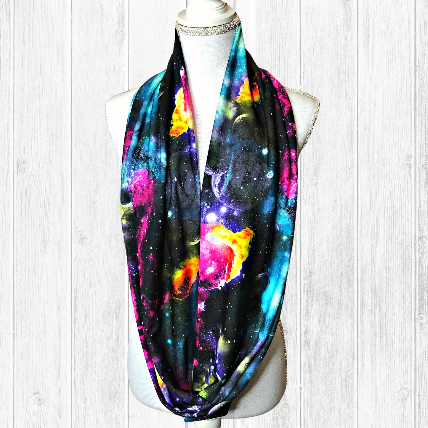 Galaxy Planets Infinity Scarf for Women, Space Circle Scarf