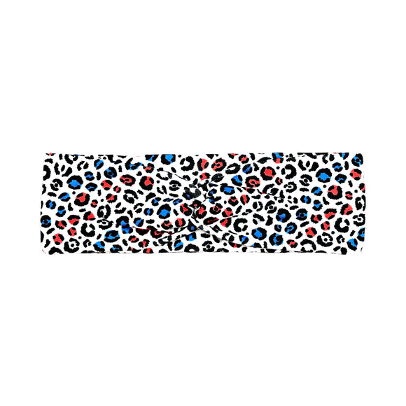 Red, White and Blue Leopard Print Headband for Women