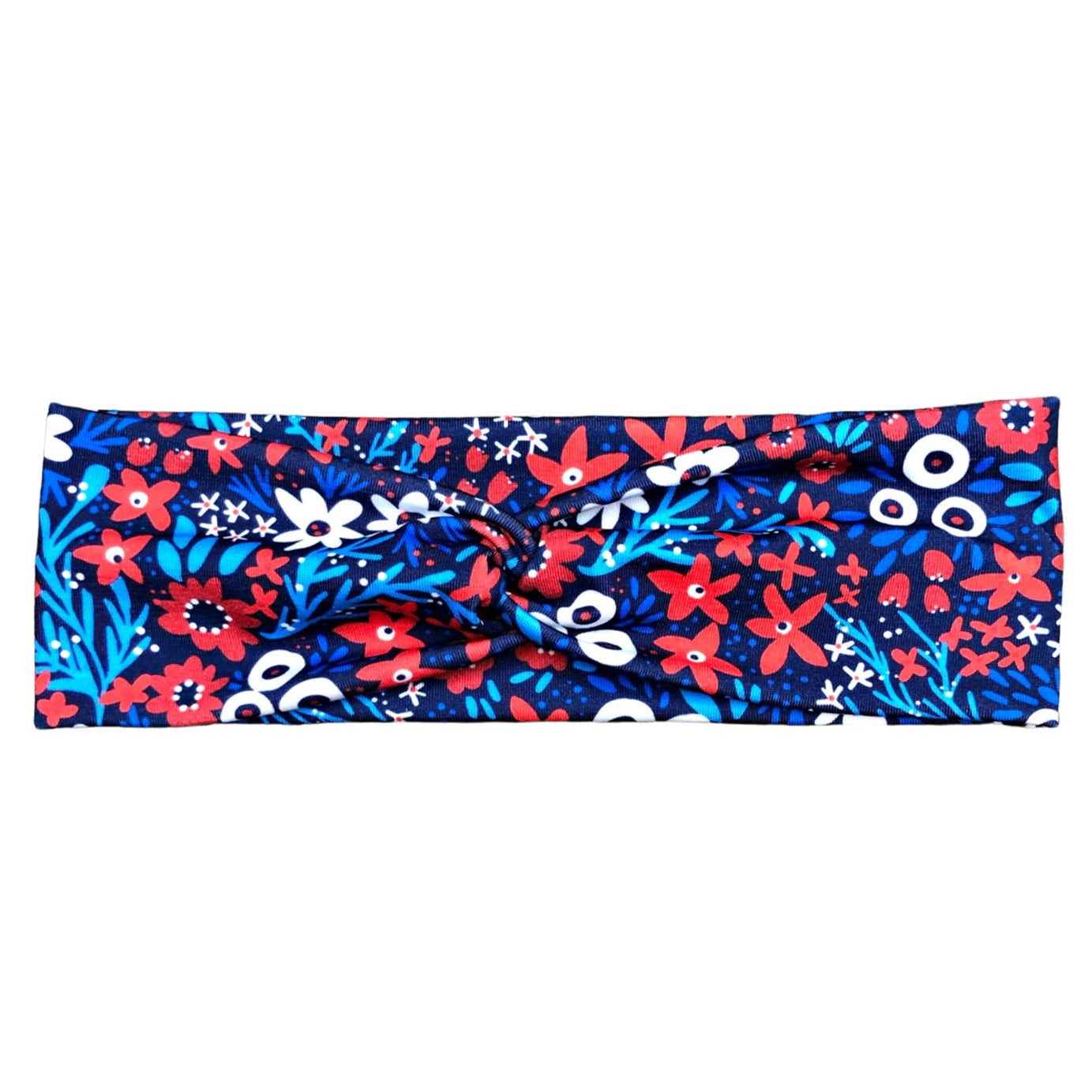 Patriotic Flower Headband for Women, Red White and Blue