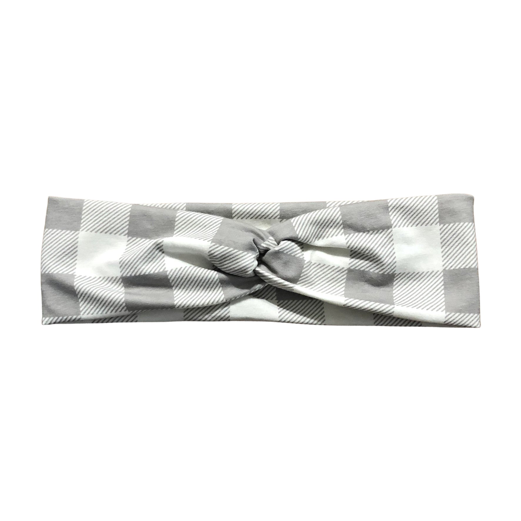 Gray and White Checker Plaid Headband