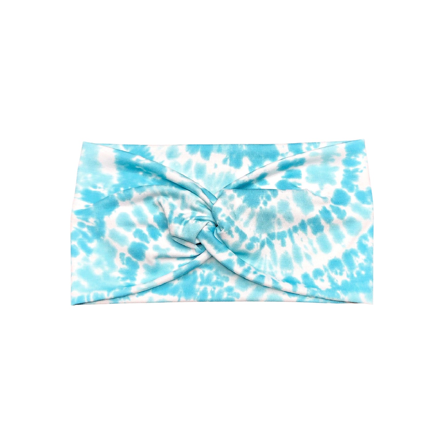 Wide Light Blue Tie Dye Headband for Women