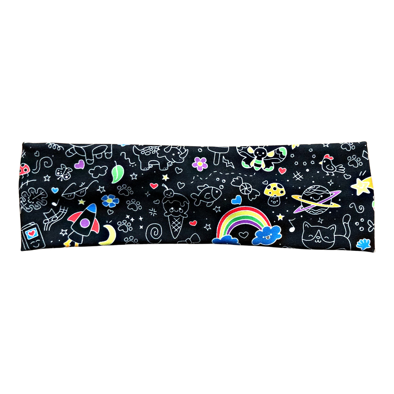 Black Rainbow Space Artist Doodle Headband