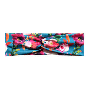 Blue and pink floral headband