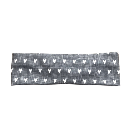 Gray and White Heart Headband