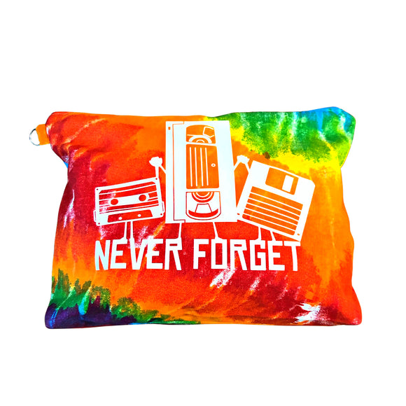 Never Forget Retro Tie Dye Large Zipper Pouch